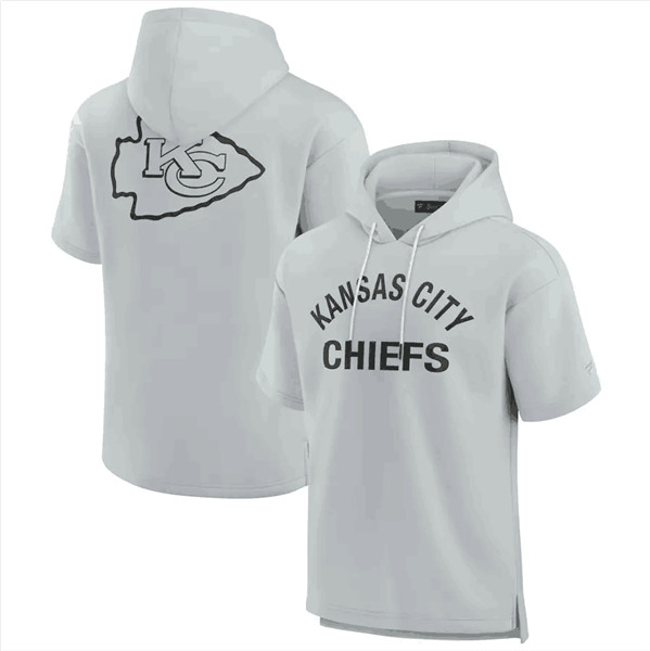 Men's Kansas City Chiefs Gray Super Soft Fleece Short Sleeve Hoodie